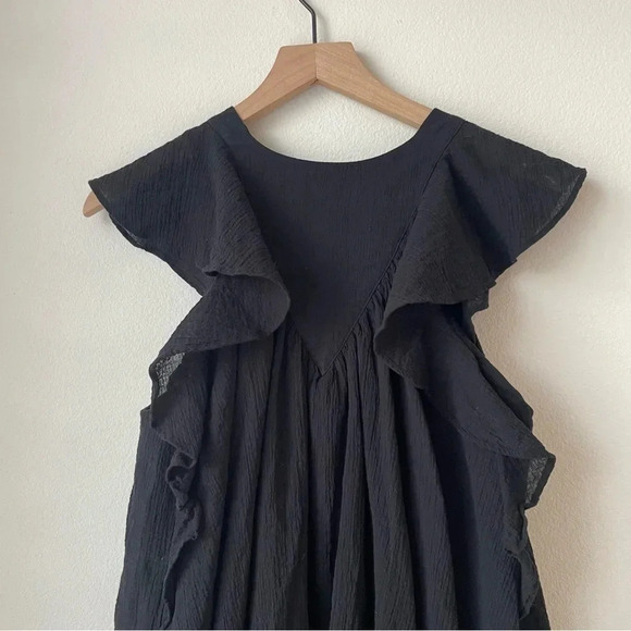 COS Ruffled Cap Sleeve Mini Dress Flowy Black 
Size 4 - Picture 8 of 13